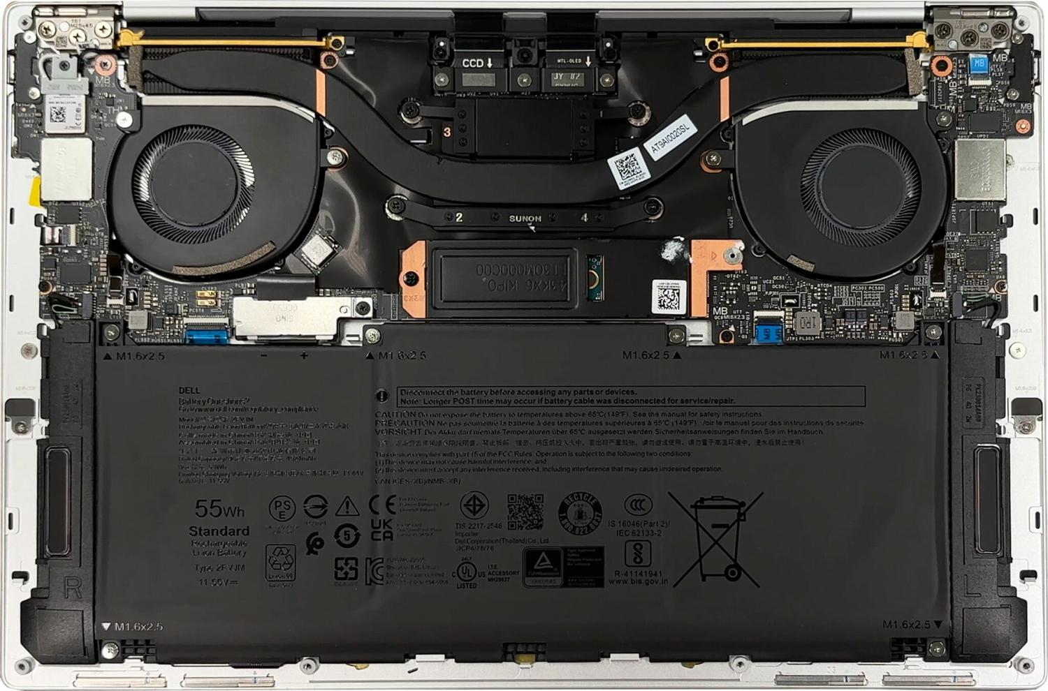 Internal Photo of Dell XPS 13 9343 9350 9360 P54G P41F P57G backlit UK keyboard (XPS 13 9350)